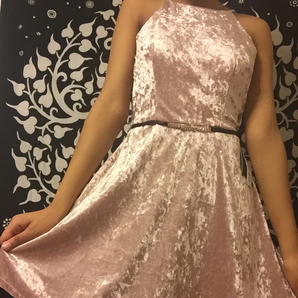 Pink velvet dress